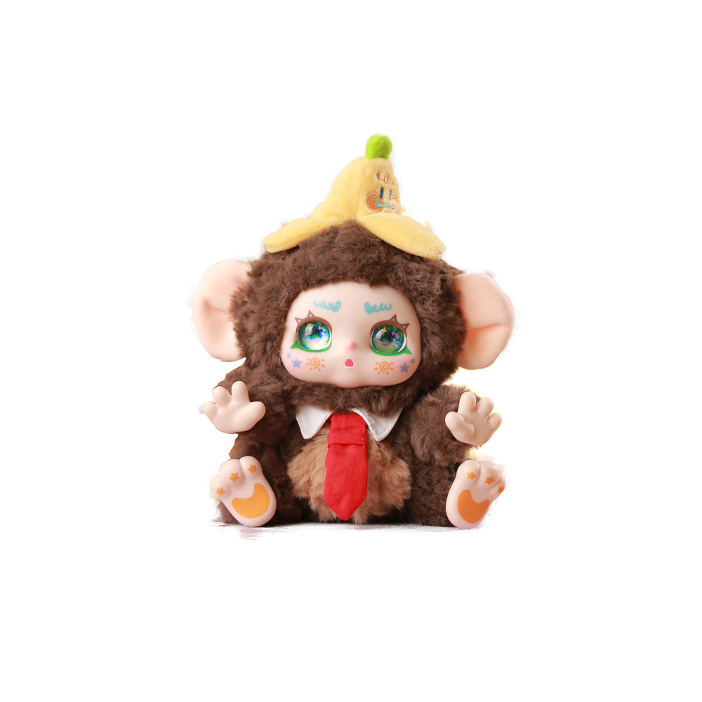 Peluche Kimmon mono con gorro de plátano y corbata roja