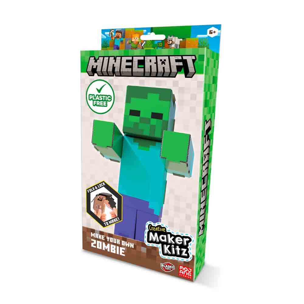 Caja del kit Minecraft Make Your Own Zombie de Creative Maker Kitz con el zombie armado