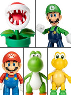 Figuras Super Mario de 4 pulgadas: Planta Piraña, Luigi, Mario, Yoshi y Koopa
