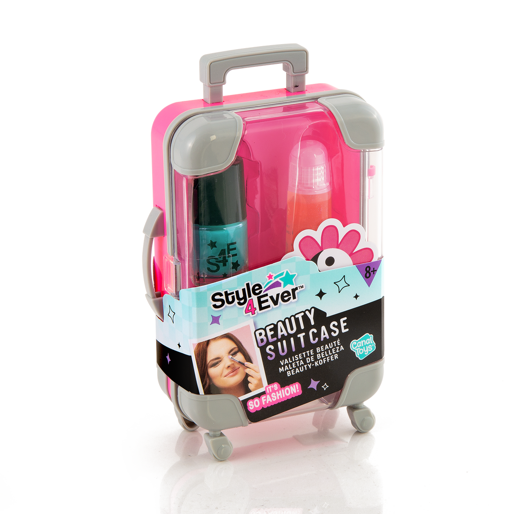 Mini maleta de belleza Style 4 Ever rosada en su empaque