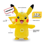Funciones del Pikachu interactivo: cabeza y brazos móviles, mejillas y cola con luz
