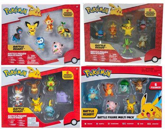 Surtido Pokémon Battle Figure Multi-Pack de 6 figuras: cinco cajas distintas con Pikachu y otros Pokémon
