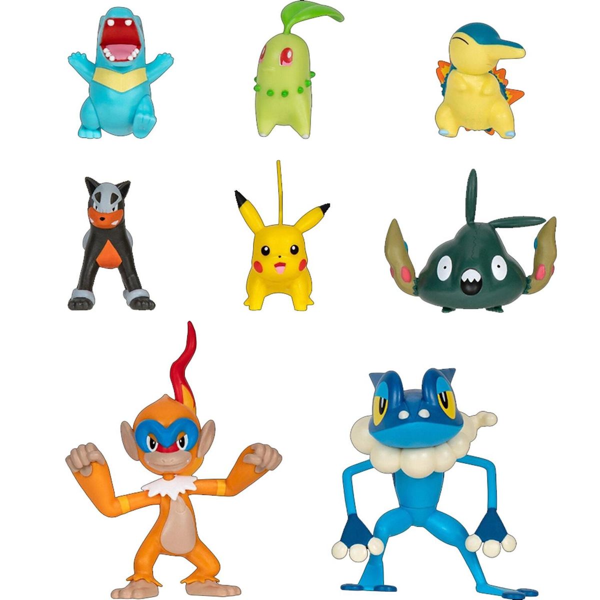 Las 8 figuras Pokémon fuera de la caja: Totodile, Chikorita, Cyndaquil, Houndour y más
