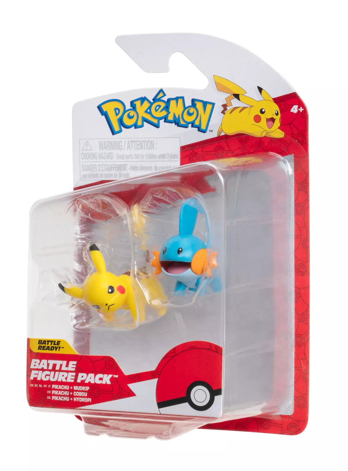 Blíster Pokémon Battle Figure Pack con figuras de Pikachu y Mudkip