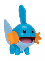 Figura de Mudkip azul con aletas naranjas y boca abierta