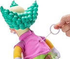 Mano tirando la cuerda de frases en la espalda del muñeco Krusty