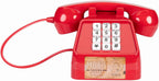 Teléfono rojo de la taberna de Moe con teclado blanco y auricular con cable