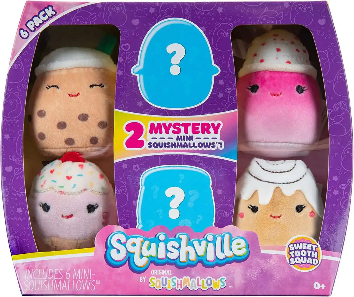 Caja Squishville 6 pack Sweet Tooth Squad con 2 mini Squishmallows sorpresa
