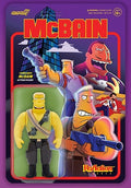 Figura ReAction Commando McBain de Los Simpson en blíster Super7, con chaleco verde y cananas