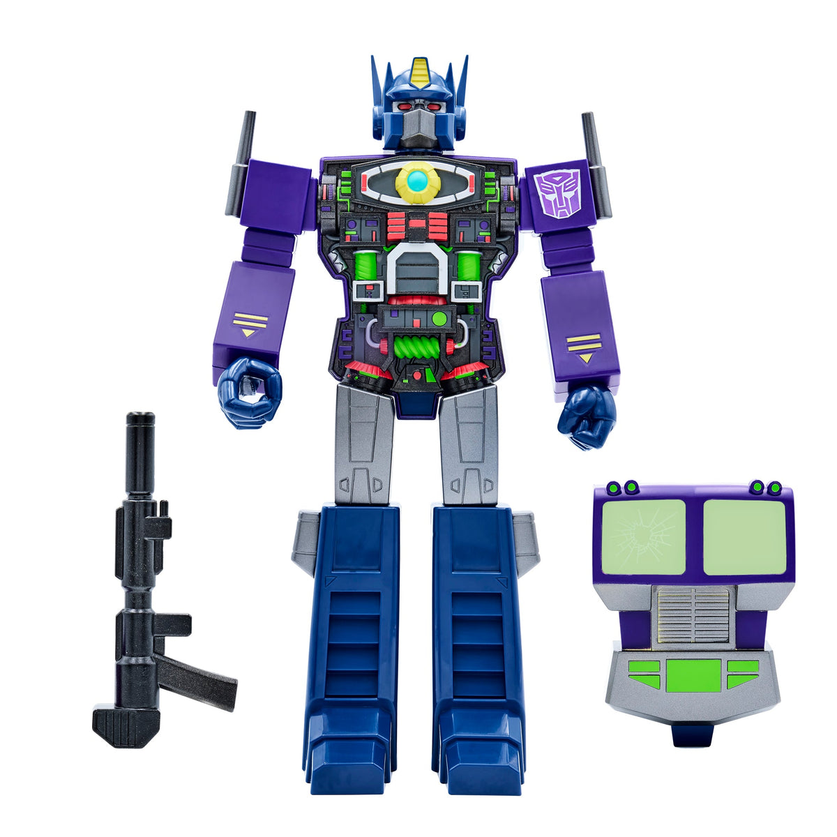 Optimus Prime Super Cyborg con pecho removido mostrando su interior