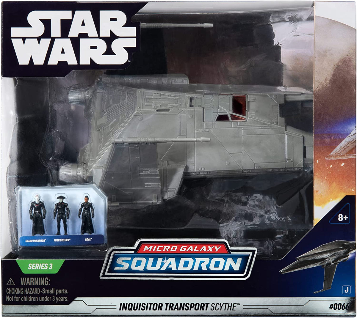 Nave Star Wars Inquisitor Transport Scythe Micro Galaxy Squadron en caja con Gran Inquisidor, Quinto Hermano y Reva