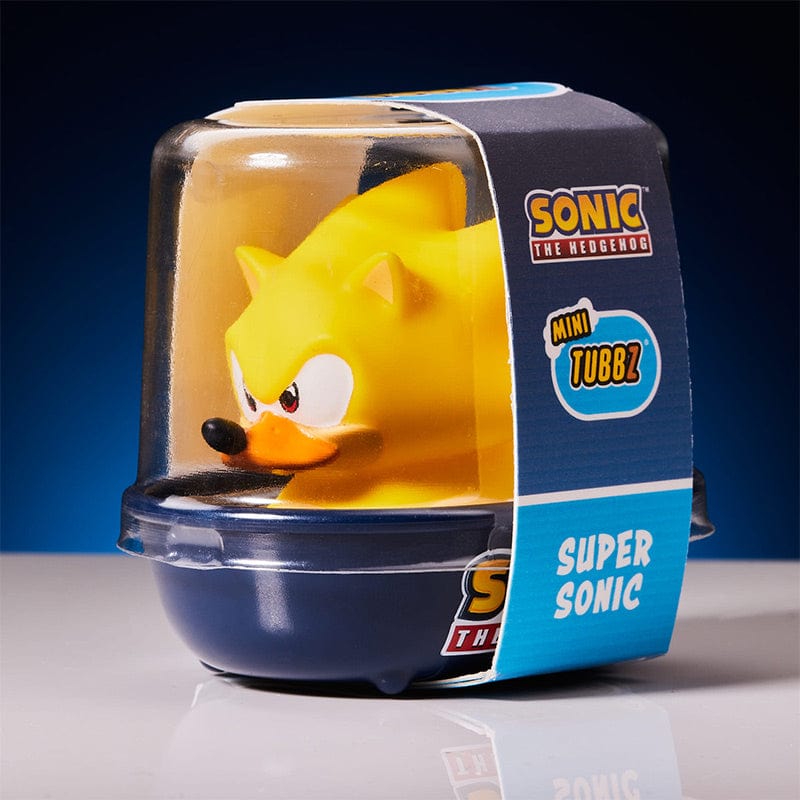 Mini TUBBZ Super Sonic dentro de su mini bañera de Sonic the Hedgehog