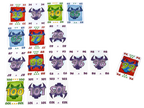 Filas de cartas numeradas de ¡Toma 6! con cabezas de toro de distintos colores