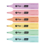 Seis destacadores Filgo Text Marker pastel: lila, rosado, durazno, amarillo, verde y celeste