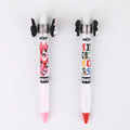 Dos bolígrafos roller borrables Wero, diseño Minnie Mouse rosado y Mickey Mouse con letras de colores