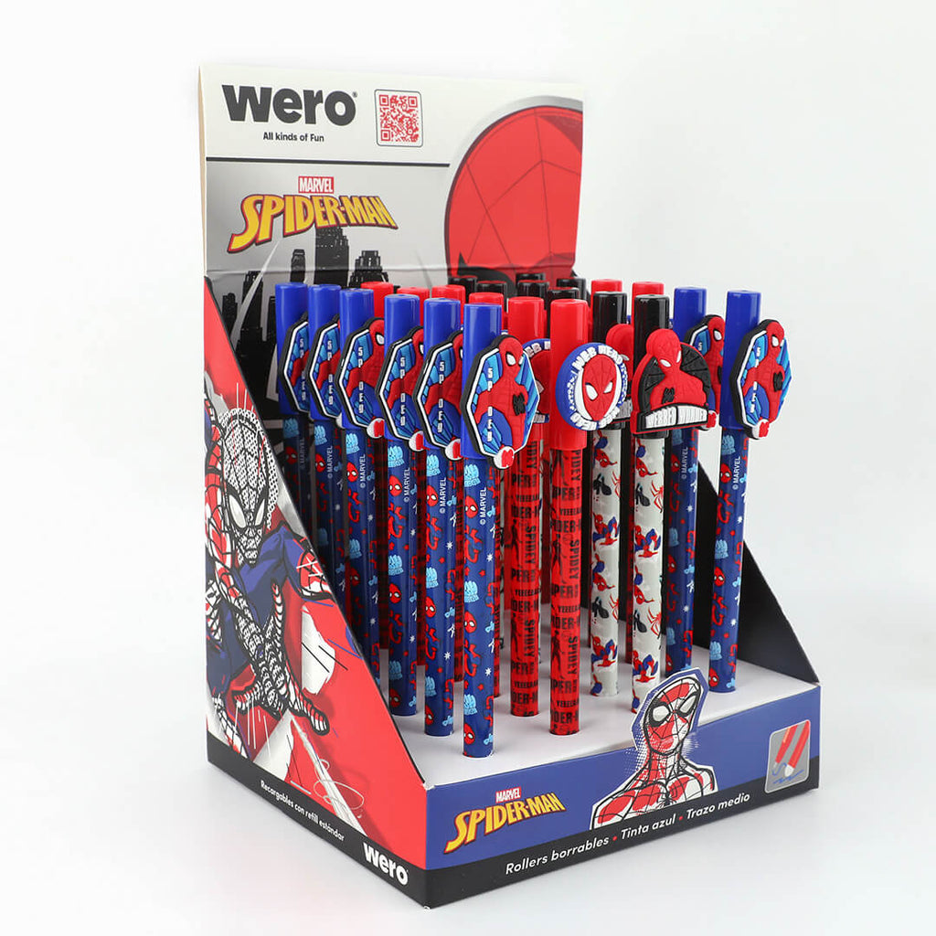 Exhibidor de rollers borrables Spider-Man de Wero, tinta azul