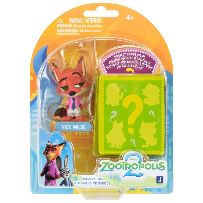 Blíster Zootopia 2 Mystery Tails con figura de Nick Wilde y caja de personaje sorpresa
