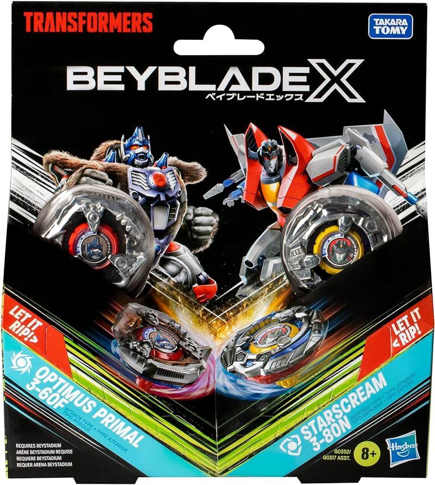 Beyblade X Transformers Optimus Primal y Starscream Pack de 2 Tops – vista 1