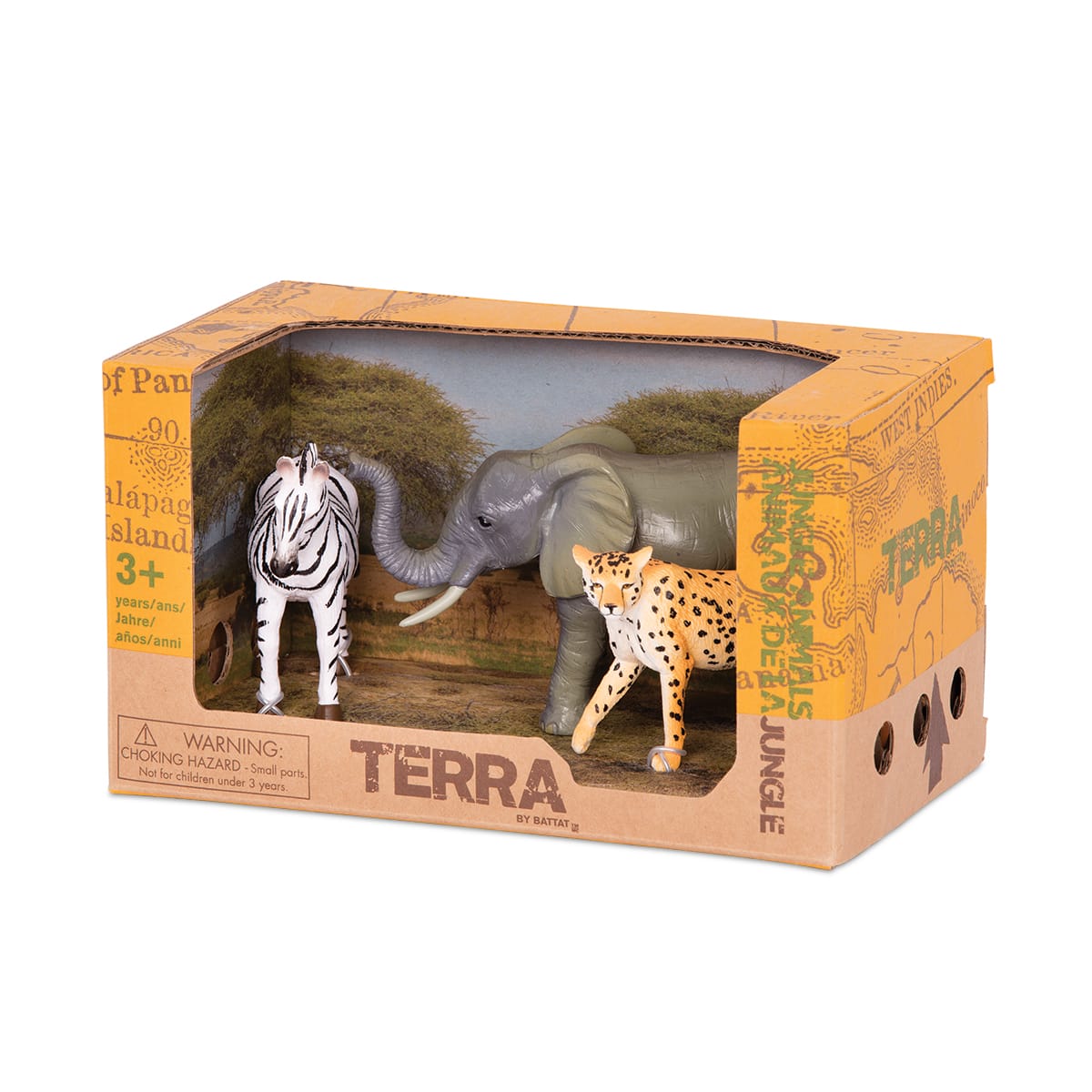 Terra by Battat Animales de la Selva Cebra, Elefante y Guepardo – vista 1