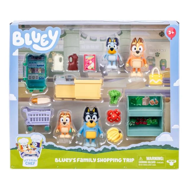 Bluey Set Compras Familiares con 4 Figuras y Accesorios – vista 1