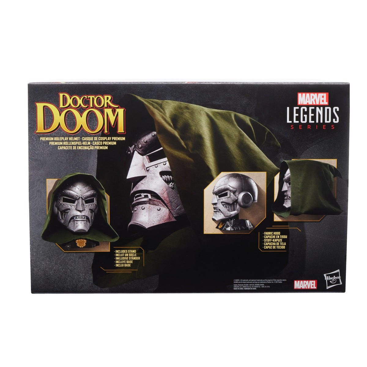 Parte trasera de la caja del casco Doctor Doom Marvel Legends