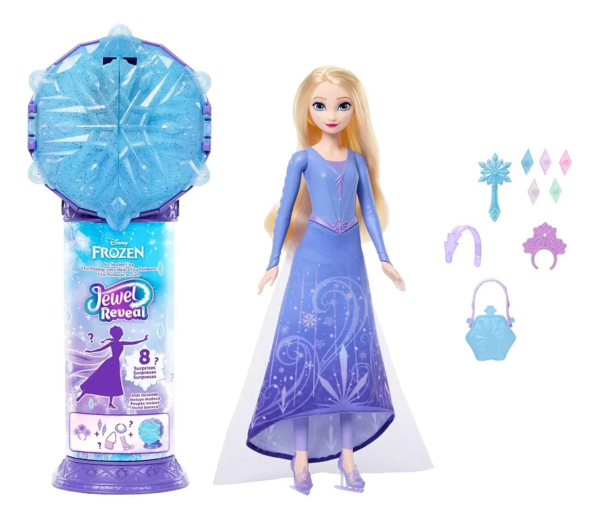 Disney Frozen Jewel Reveal Elsa Patinaje sobre Hielo Muñeca Sorpresa – vista 4