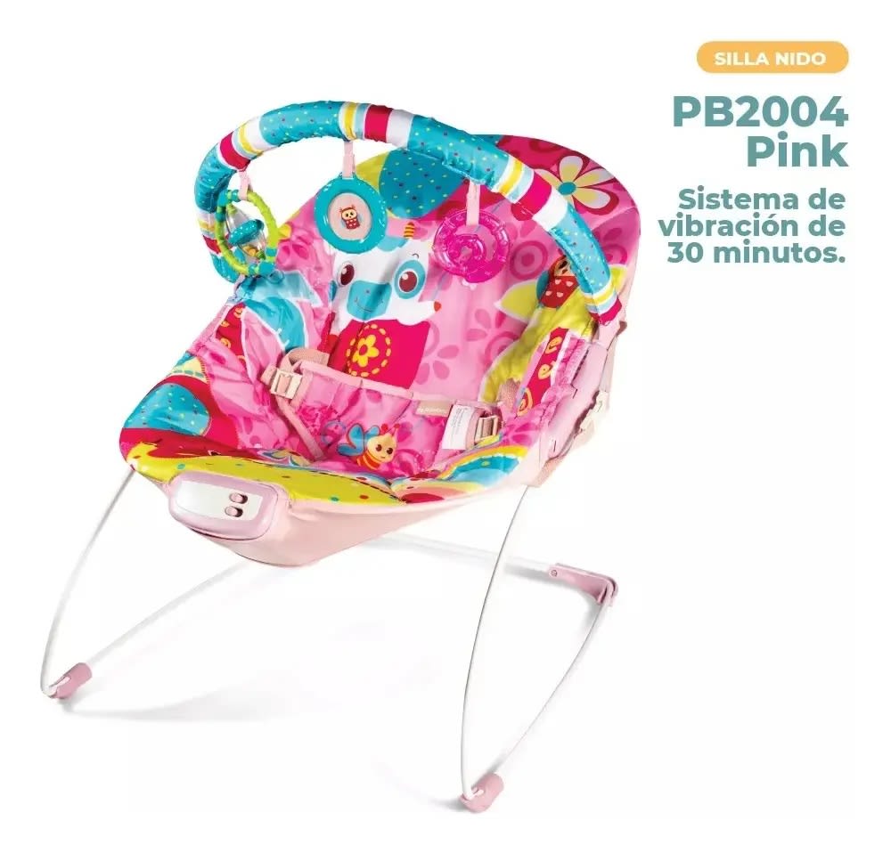 Pikaboo Silla Nido Mecedora para Bebé Selva Pink con Vibración y Música – vista 1
