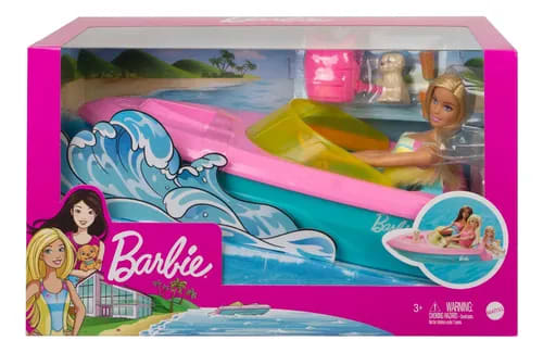 Barbie Set Bote Acuático con Muñeca, Mascota y Chaleco Salvavidas – vista 1