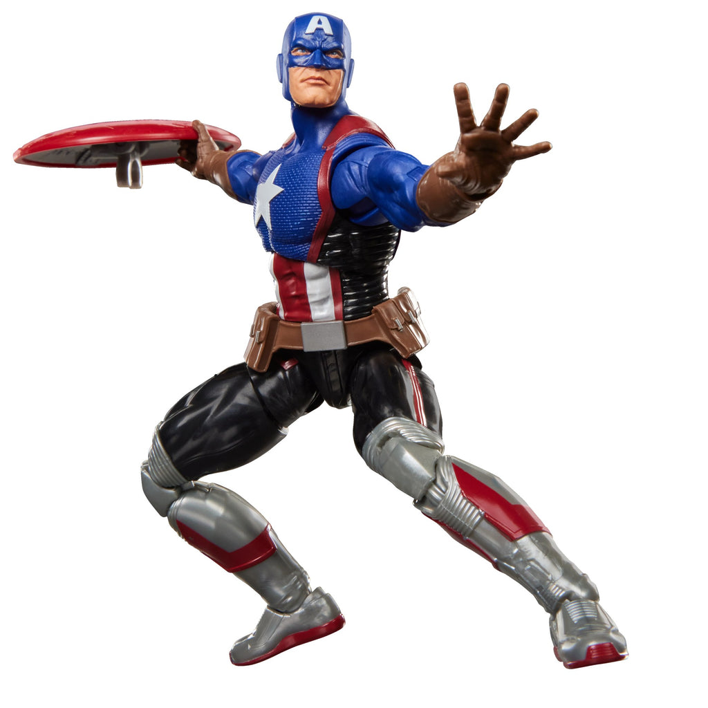 Capitán América Marvel Legends lanzando su escudo