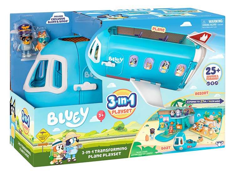 Bluey Avión Transformable 3 en 1 Playset con Sonidos y 2 Figuras – vista 1