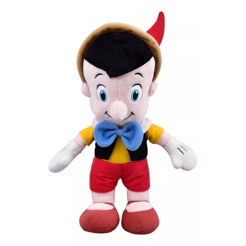 Peluche Pinocho de Disney de 30 cm con sombrero, corbatín azul y pantalón rojo