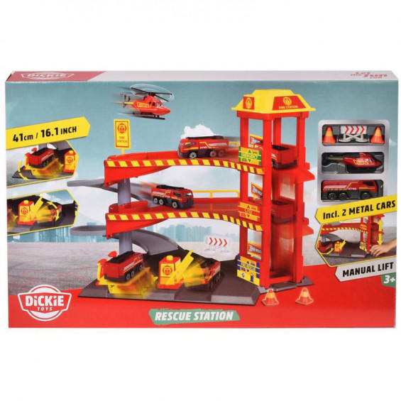 Dickie Toys Estación de Rescate de 3 Niveles con Elevador y 2 Vehículos – vista 1