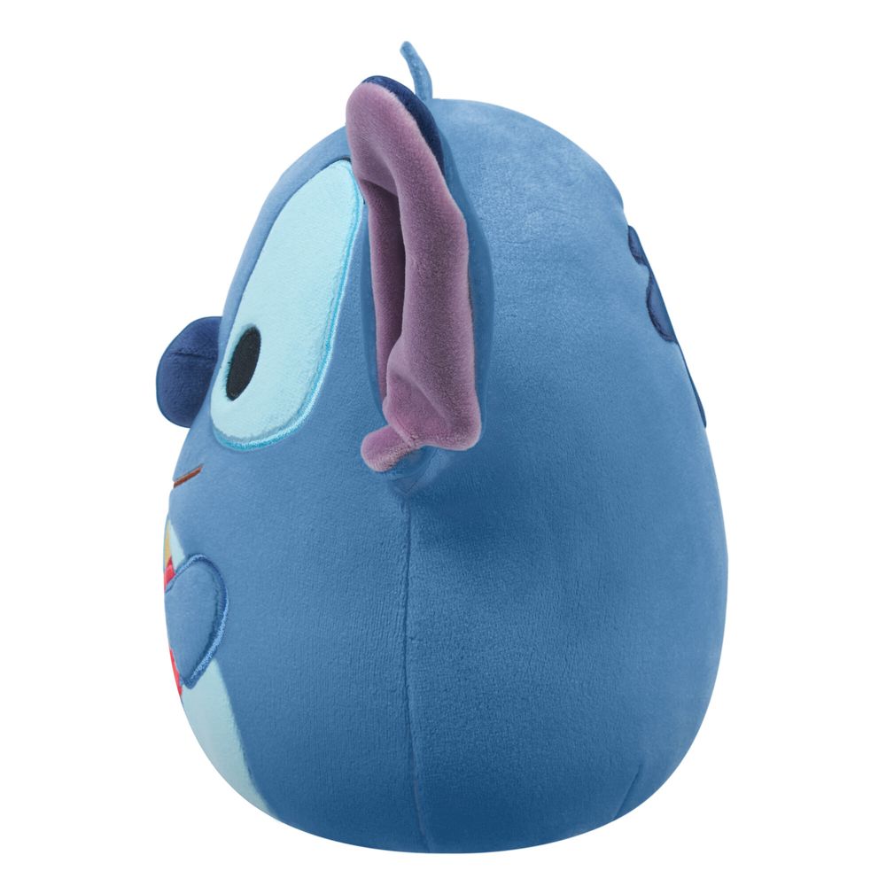 Vista lateral del peluche Stitch Squishmallows redondito