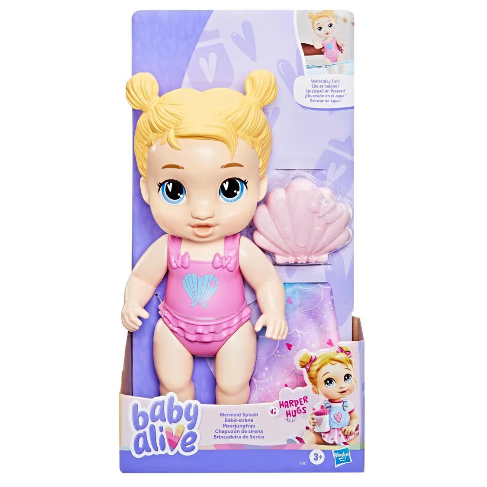 Baby Alive Mermaid Splash Harper Hugs Muñeca para el Agua – vista 1