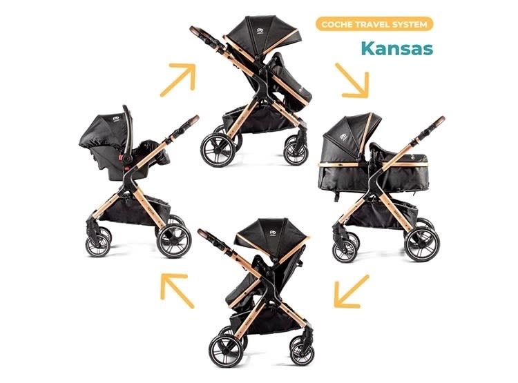 Pikaboo Kansas Coche Travel System Negro con Silla Nido – vista 5