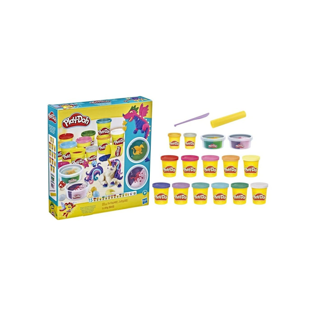Play-Doh Masa Mágica Brillante Set de 15 Botes con Rodillo – vista 1