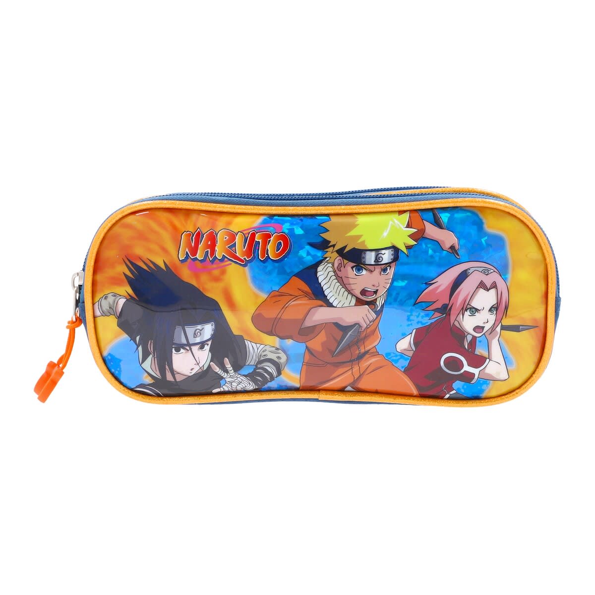 Naruto Estuche Escolar Doble Cierre Naranja y Azul – vista 1