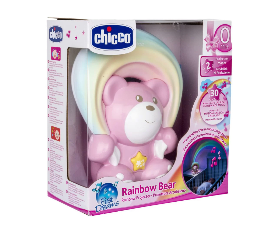 Chicco Proyector Osito Arcoíris Rosado Luz para Dormir – vista 1