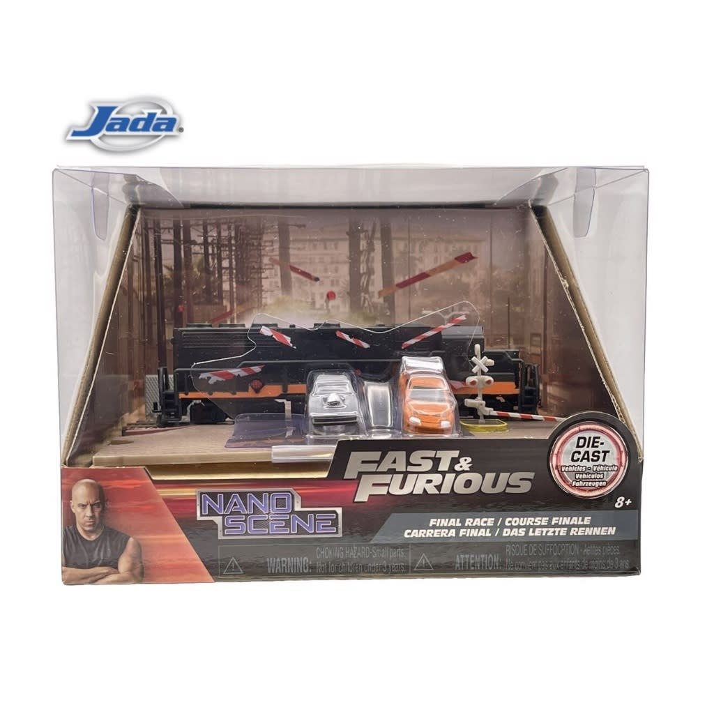 Fast & Furious Nano Scene Escena del Tren Final Race con 2 Autos – Jada Toys