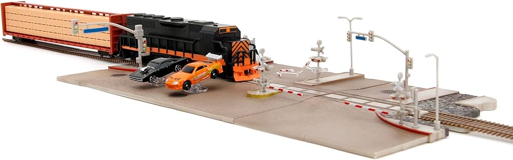 Fast & Furious Nano Scene Escena del Tren Final Race con 2 Autos – Jada Toys