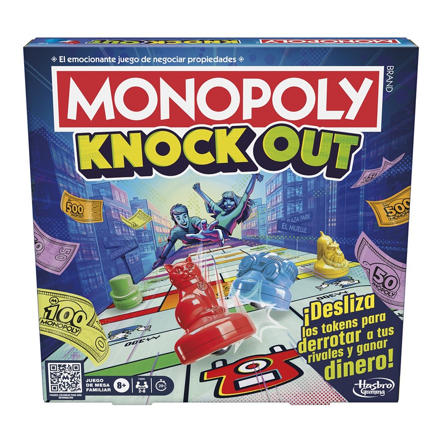 Monopoly Knockout Juego de Mesa de Peones Deslizantes – vista 1