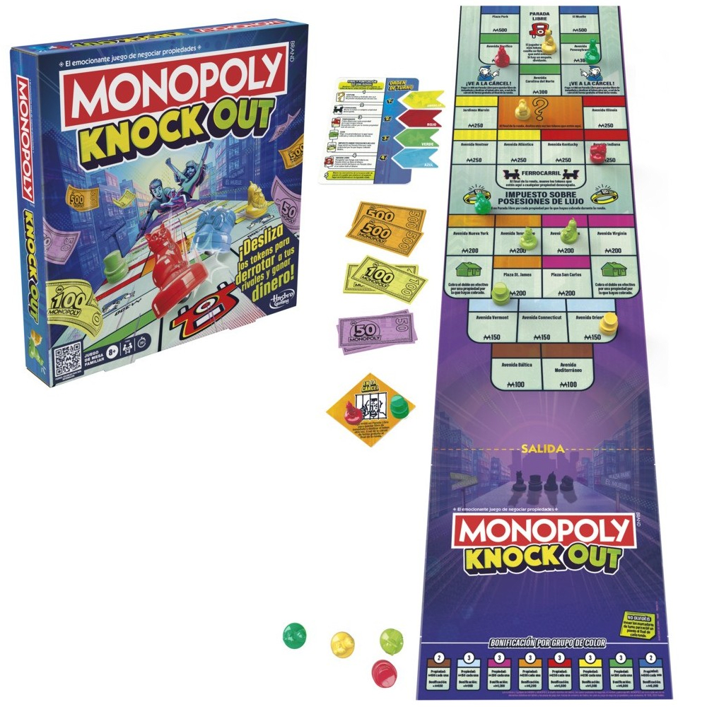 Monopoly Knockout Juego de Mesa de Peones Deslizantes – vista 2
