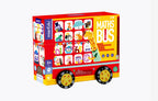 Caja del Autobús Matemático mierEdu con forma de bus rojo