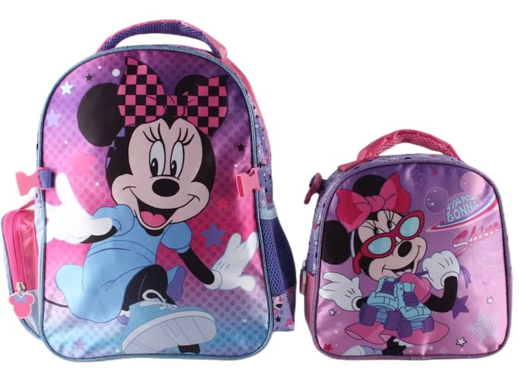Set Mochila Satín 14 Pulgadas con Lonchera Minnie Mouse – Intek