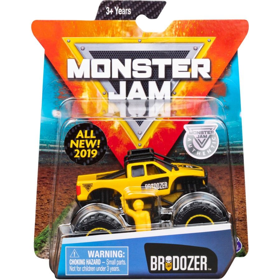 Monster Jam Bulldozer 1:64 metálico en blíster con figura de piloto