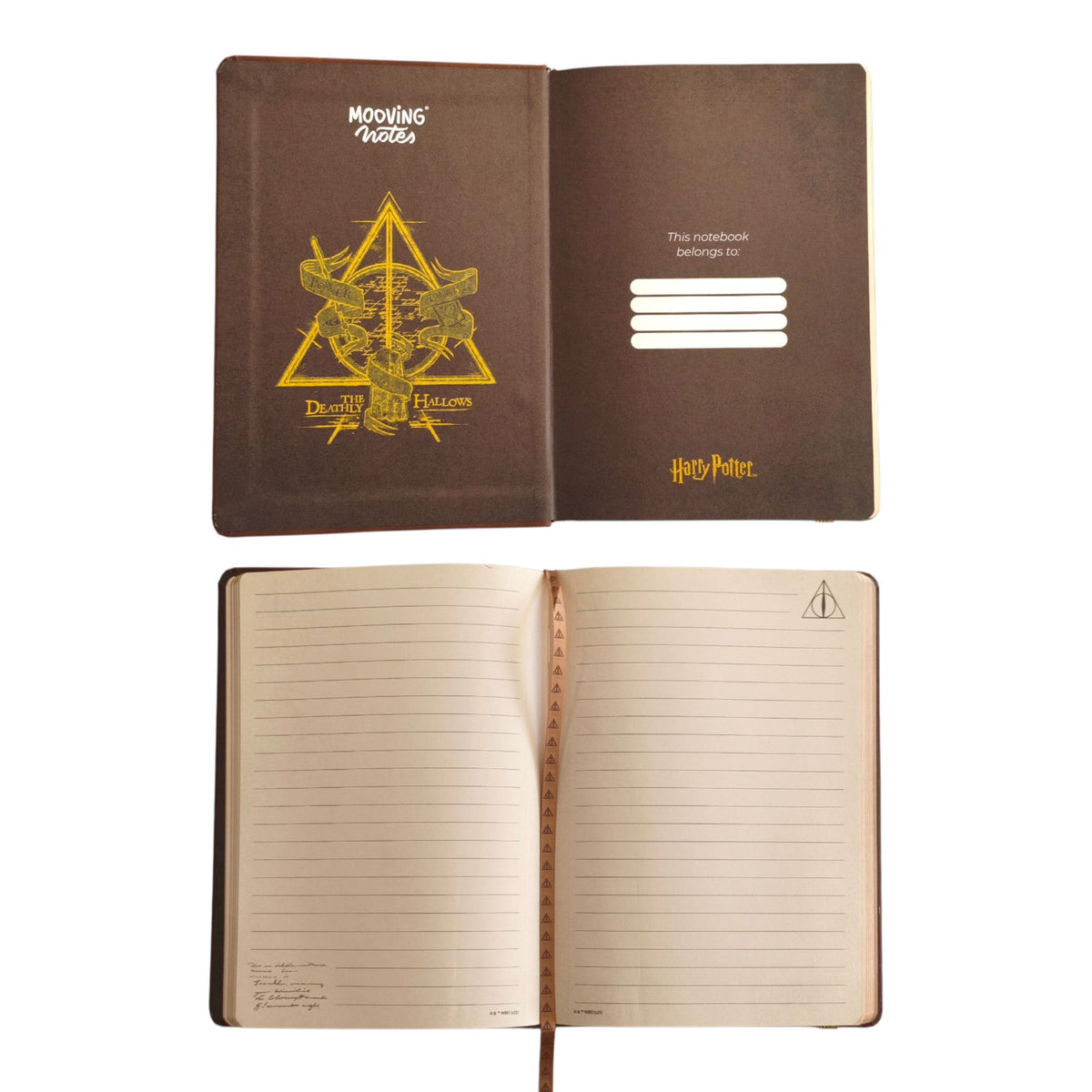 Contratapa y hojas interiores rayadas del cuaderno Harry Potter