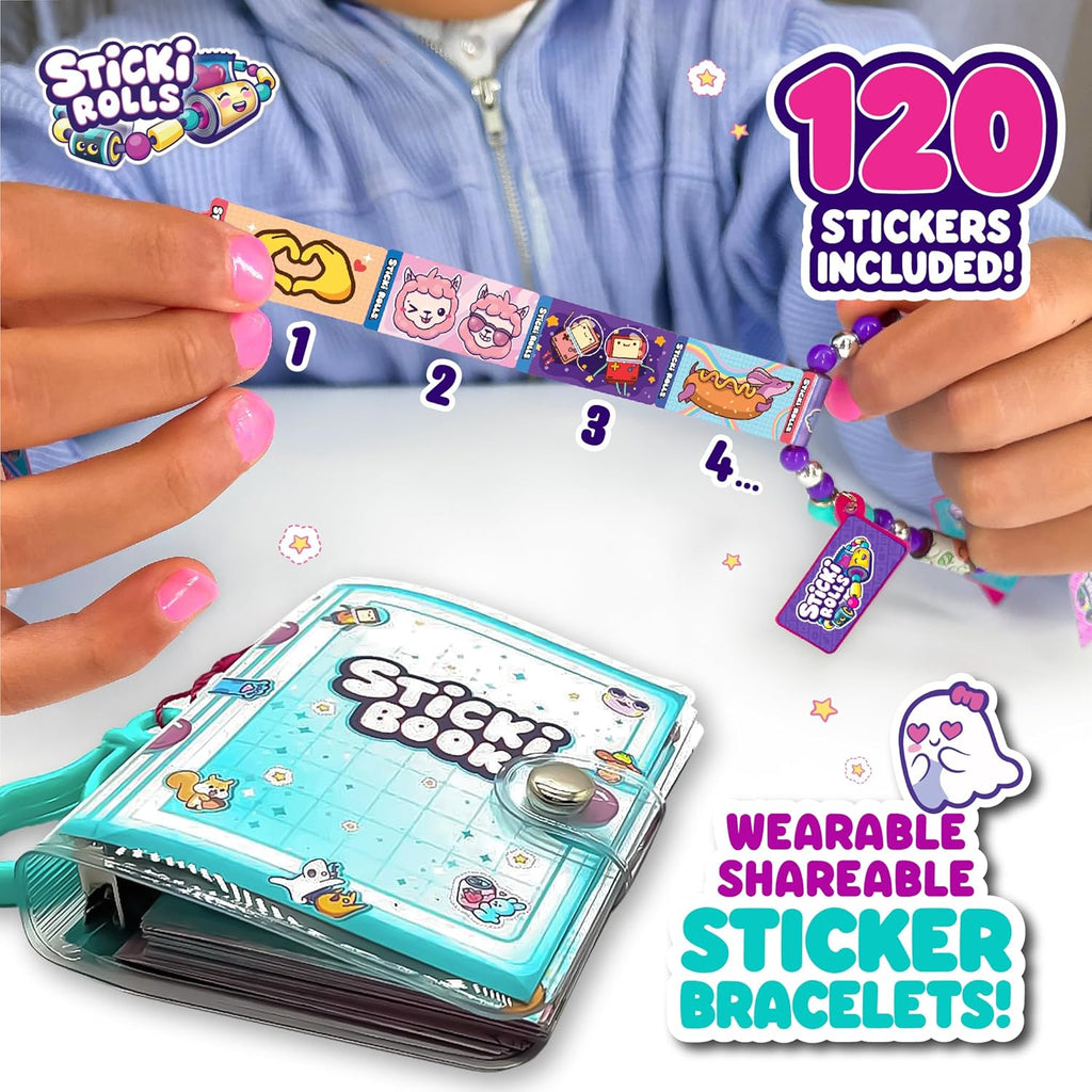 Pulsera Sticki Rolls mostrando cómo se tira un rollo de stickers