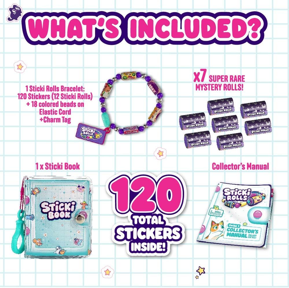 Contenido del set: pulsera, 7 rollos misteriosos, álbum y guía