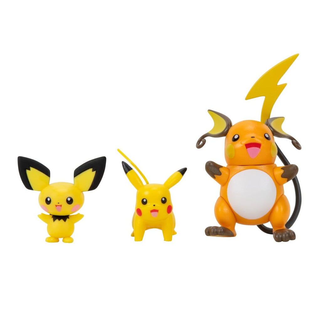 Pokémon Pack de Figuras Línea Evolutiva de Pikachu: Pichu, Pikachu y Raichu – vista 1