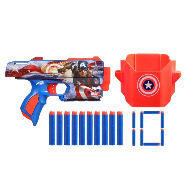 Nerf Marvel Capitán América Lanzador con Funda y 10 Dardos Elite – vista 1